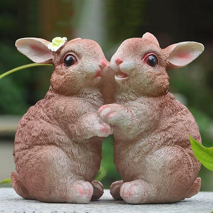 Garden Statues Bunny Decor Resin Dance Rabbit Figurine Cute Fairy Garden Decor Outdoor Statues for Patio Yard Porch Balcony Gifts for Women Mom Grandma Brown