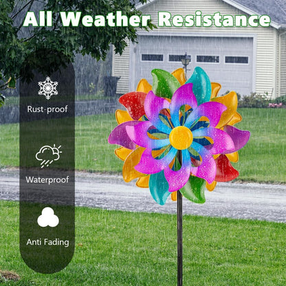 DREAMSOUL 13" Wind Spinners Outdoor, Colorful Wind Spinners Yard Art for Garden Patio Lawn Decor (63 * 13 Inches)