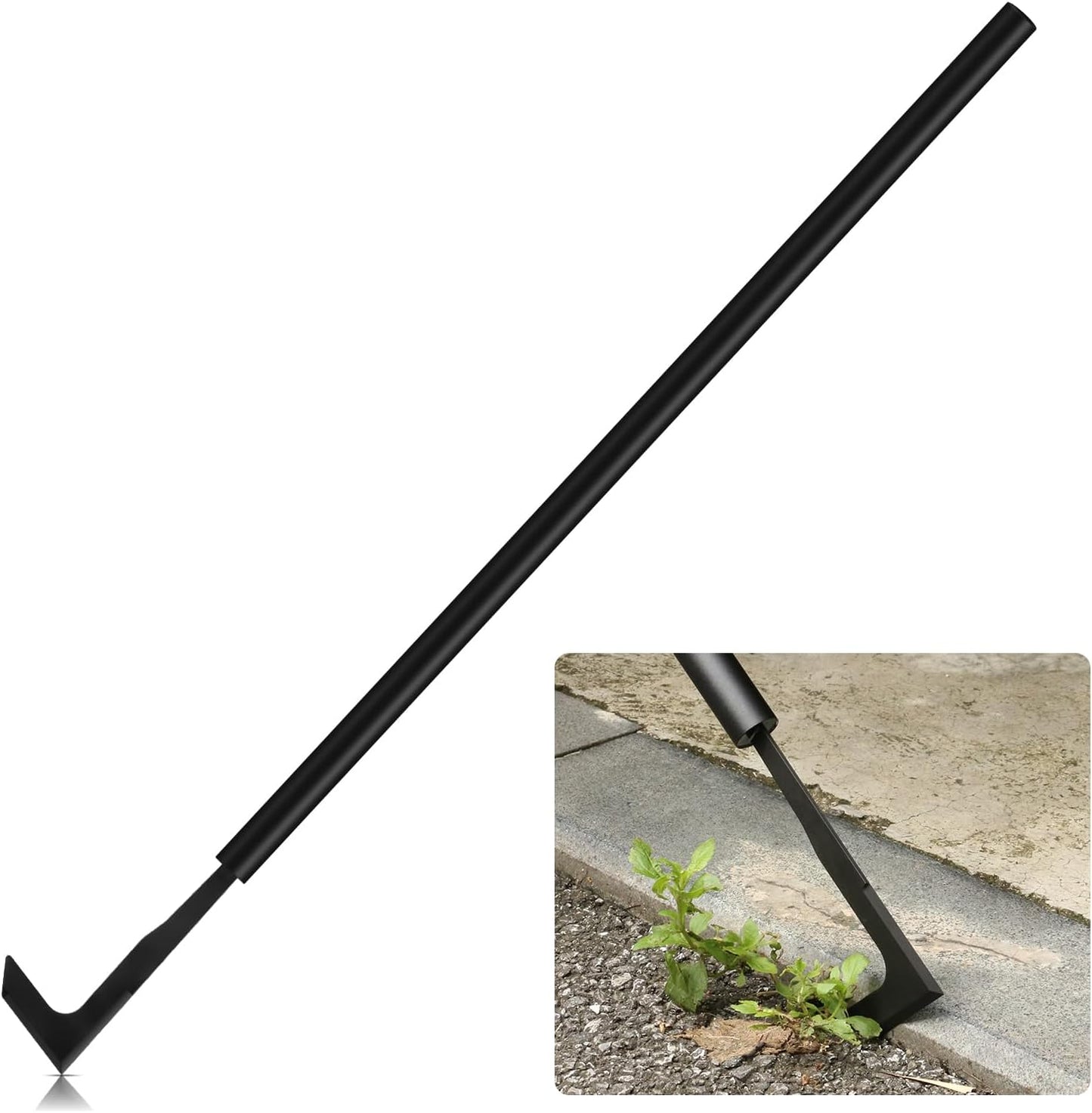 49.2” Long Handle Crack Weeder, 3 Adjustable Length Crevice Weeding Tool Manual Weeder Puller for Sidewalk, Paver, Wall Gaps, Lawn Yard Gardening Tool (Black)