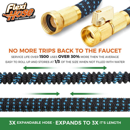 Flexi Hose Expandable Garden Hose with 8 Function Nozzle, 50FT - Lightweight Retractable Garden