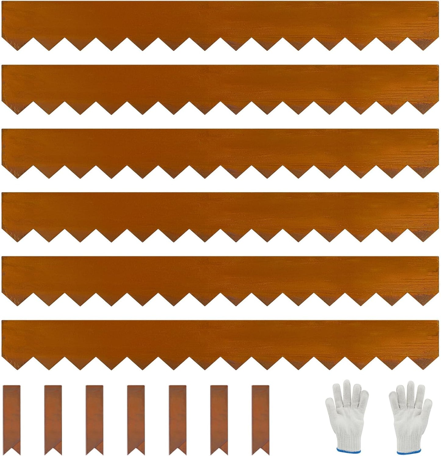 6-Pack Pre-Rusted Corten Steel Landscape Edging - 40" L x 6" H Each (20Ft Total) - No-Dig Hammer-in Heavy Duty Metal Edge Border w/ 7 Clips for Lawn, Yard Pathway Divider, #LYLB06RT-US
