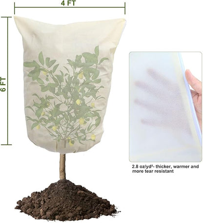 2 Pack Plant Covers Freeze Protection 2.8 oz/yd², 47.2" X 70.9" Large Winter Tree Covers Freeze Protection Bags Frost Blankets Shrub Jacket for Outdoor Plants Frost Cloth with Zipper Drawstring