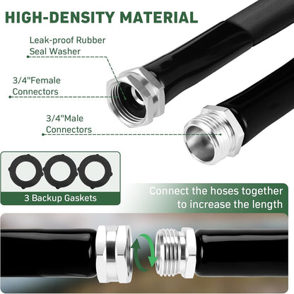 Garden Hose, 50ft Non-Expandable, Lightweight Water Hose, Leakproof & Durable Design, Easy to Store for Gardening, Car Washing, Pet Bathing