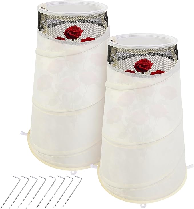 2 Pcs Pop Up Rose Cones for Winter Protection, 20" x 13" x 9" Winter Rose Collars Protective Cover, Freeze Protection Roses Bush Cover for Protecting Against Frost Wind and Animals Eating