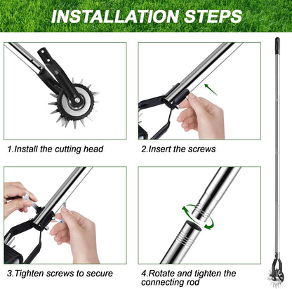 Wheel Rotary Edger Lawn Tool, Sidewalk 66.7Inch Manual Lawn Edger, Grass Edge Trimmer, Adjustable Stainless Steel Handle with Cushion Grip，Soil, Garden and Yard Tool