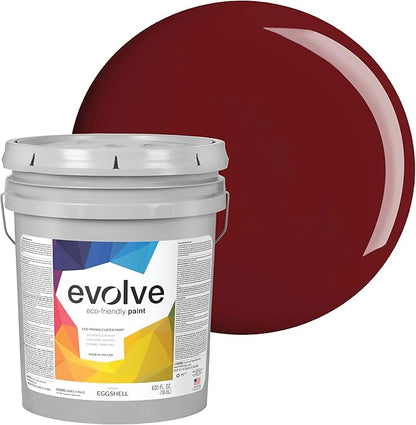 EVOLVE Paint & Primer: Environment-friendly, Low Sheen with One-coat Coverage for Interior & Exterior surfaces (Burgundy, 5-Gallon)