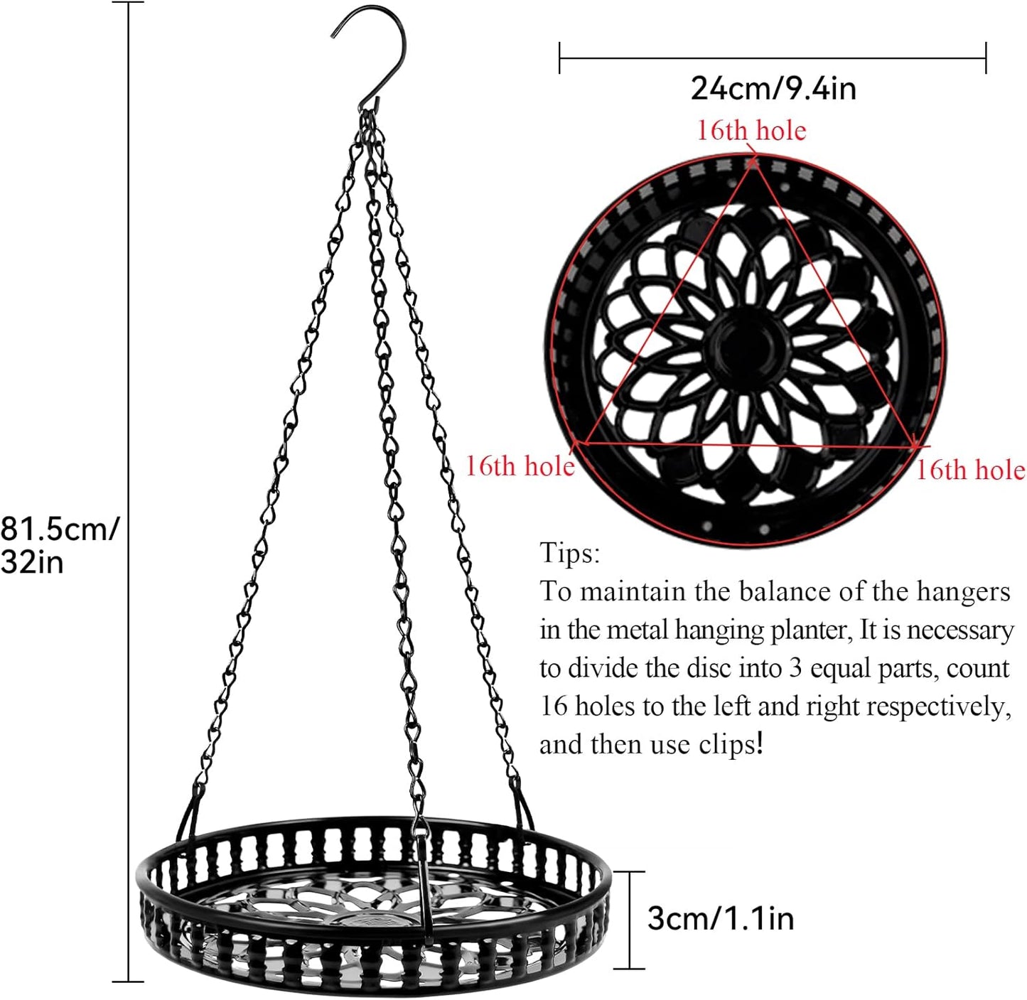 Plant Hanger Indoor Outdoor 2 Pack, Hanging Planter for Indoor Outdoor Plants, Hanging Plant Holder Shelf, Plant Hanging Basket, Decorative Metal Flower Holder