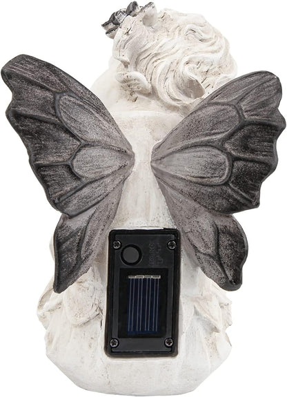 Leekung Angel Statue with Solar Powered Light for Garden Decor,Garden Statues for Patio Yard Porch Lawn Outdoor Decor,Angels Garden Sculptures & Statues,Angel Figurines Memorial Spiritual Gifts