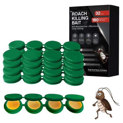 32 Pack Cockroach Gel Bait, Highly Effective Roach Killer Indoor Infestation Solution, Fast Acting Cockroach Killer Indoor Home Kitchen Use, Easy to Apply & No Mess Roach Bait, Long-Lasting