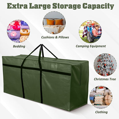 4 Pcs 176 Gallon Large Moving Bags with Zipper and Handles Foldable Storage Duffle Bags Heavy Duty Extra Large Totes for College Dorm Travel Clothes Blankets Bedding Moving (Green)