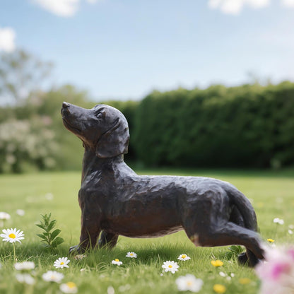 Dog Statues Outdoor Dachshund Décor - Wiener Dog Garden Statue Made of Resin Material Sausage Statue Dark Brown 12.75 * 4 * 8.5 inch for Patio Lawn Yard Porch Garden Gift Figurine