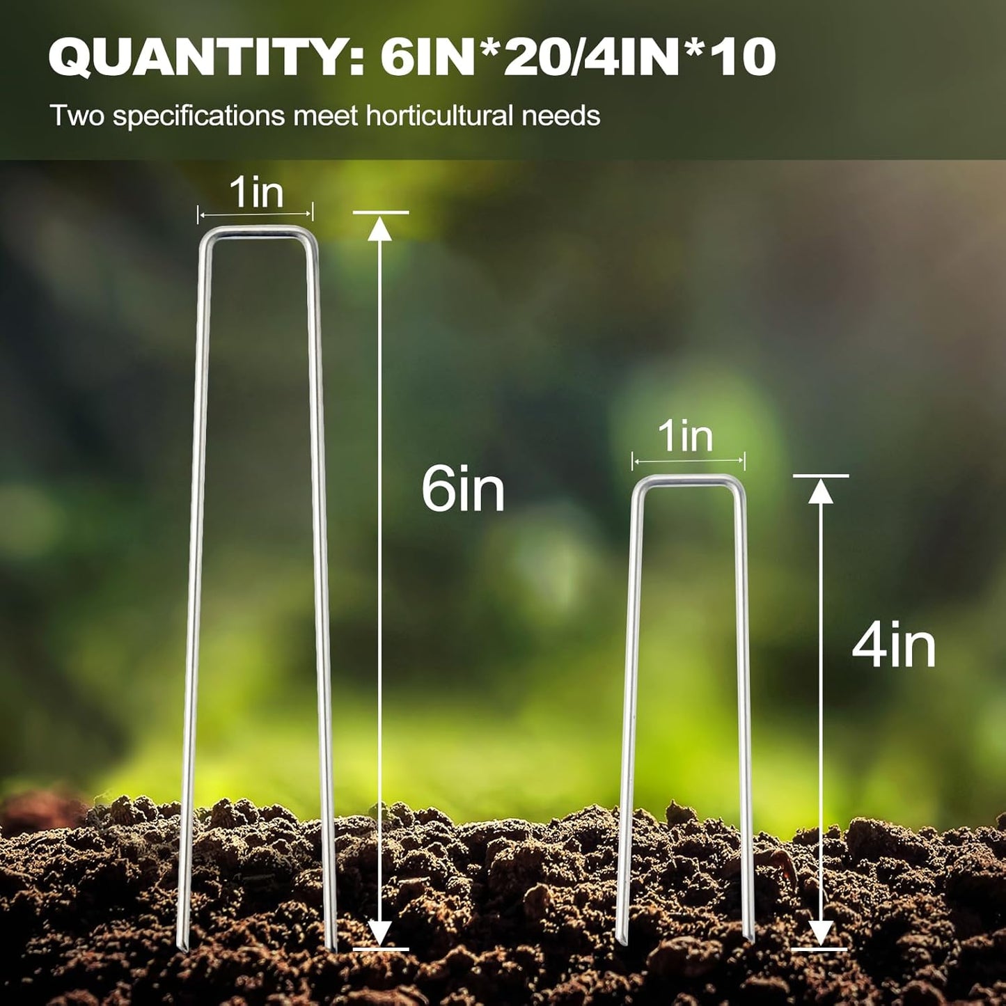30 Pcs Galvanized Landscape Staples Metal Garden Stakes Heavy Duty for Ground Cover, U-Shaped Pins Yard Stakes Weed Barrier Fabric, Garden Hose, Drip Irrigation, 1 inch*(6+4 inch)