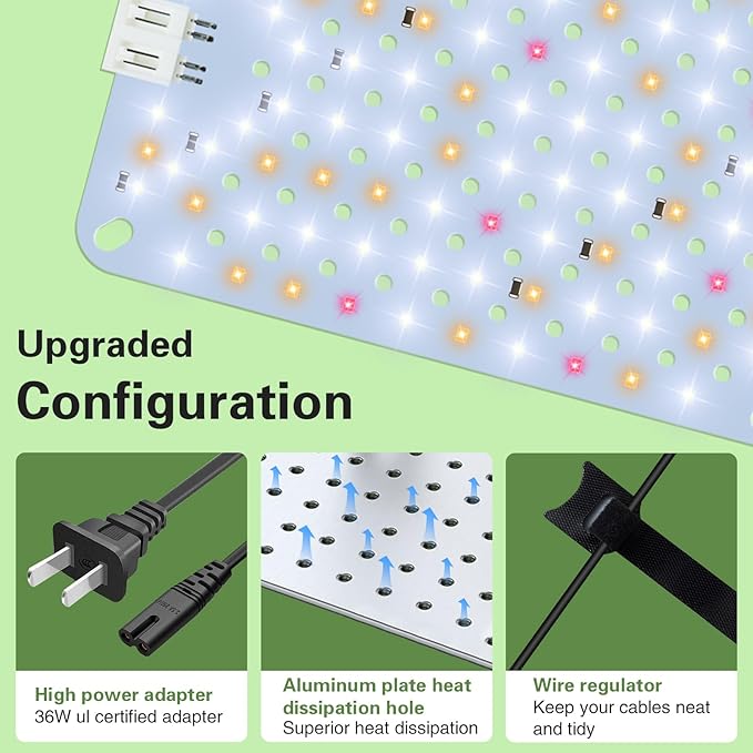 24W Ultra-Thin Panel Full Spectrum Grow Lights, 384 LEDs Plant Grow Light for Indoor Plants with Daisy Chain Function, Grow Lights for Seed Starting with 4/8/12H Auto On/Off Timer (2pcs)