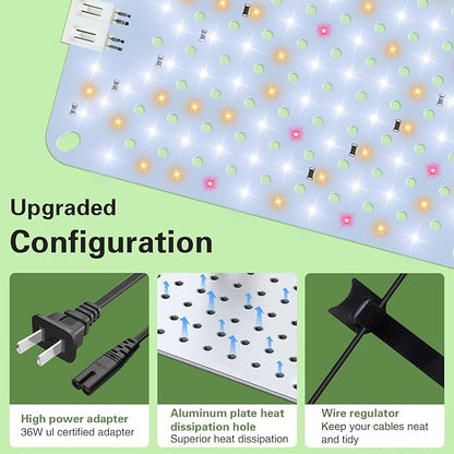 24W Ultra-Thin Panel Full Spectrum Grow Lights, 384 LEDs Plant Grow Light for Indoor Plants with Daisy Chain Function, Grow Lights for Seed Starting with 4/8/12H Auto On/Off Timer (2pcs)