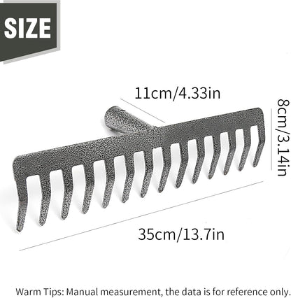 Rake Head Replacement, Heavy Duty Metal Rakes for Lawns, Rake Head Only Without Handle for DIY Gardening Tool. (14-Tines 0.9Lb)