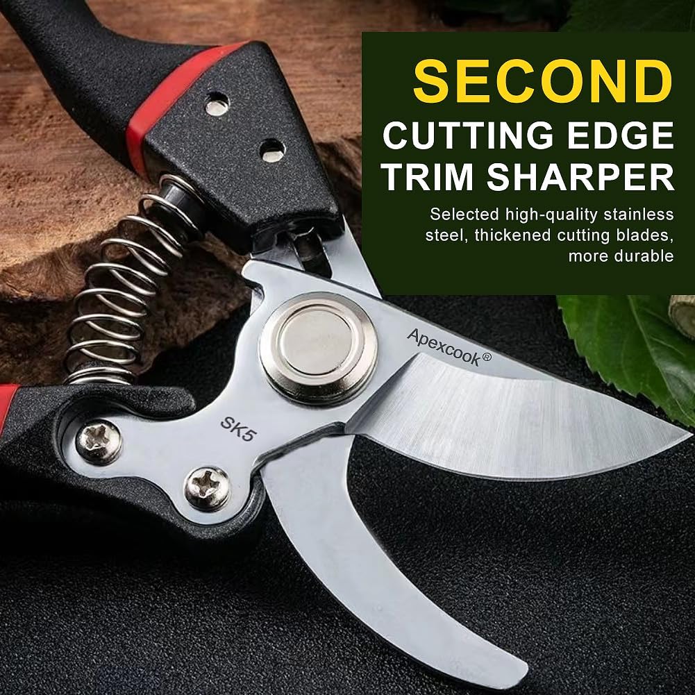 Garden Shears, Handheld Pruning Shears for Heavy Duty, Ergonomic Gardening Tools for Pruning Branches, Plants, Shrubs and Vines, Professional Sharp Garden Scissors (Classic Garden Shears)