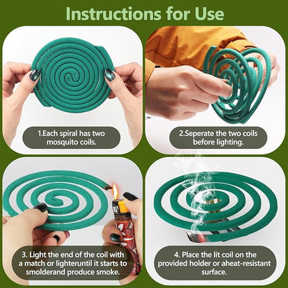Mosquito Repellent Coils -Mosquito Repellent Outdoor Patio Fresh Scent,Use Reaches Up to 10 feet, Each Mosquito Coils Burns for 5-7 Hours (Contains 40 coils & 4 Stands)