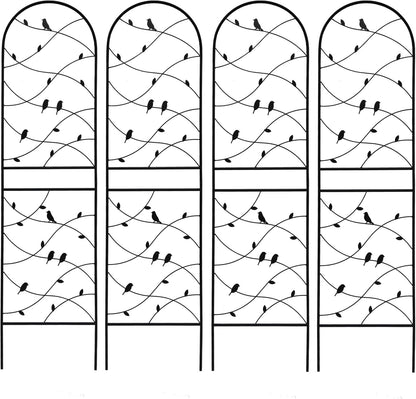 Metal Garden Trellis Rustproof Trellis for Climbing Plants Outdoor Flower Support Bird Deco (Black-4 Pack, 71"x19.7")