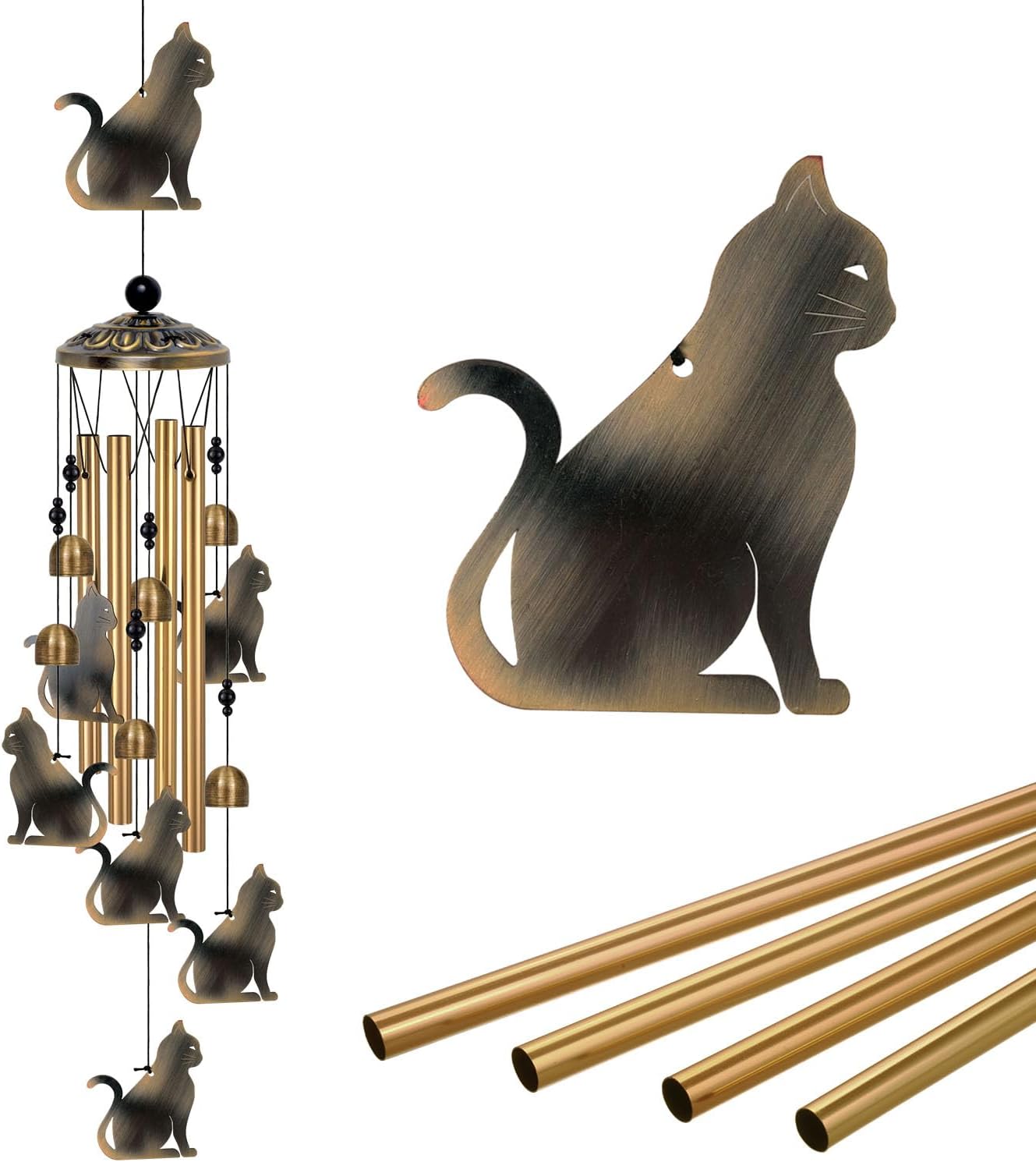 Bronze Cats Wind Chimes Decor, Mobile Blessing Wind Bells Decorate, Sympathy Wind Catcher, Memorial Gifts for Mom,Grandma,Woman (Housewarming/Outside/Indoor/Home/Room/Porch/Yard/Garden Decoration)