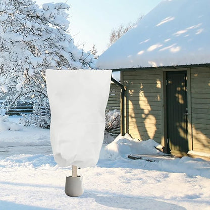 6 PCS Plant Covers Freeze Protection, 47.2"x31.5" Frost Blankets with Zipper Drawstring Reusable Winter Plant Protectors Bag Covers for Outdoor Garden Trees, Shrubs Cover for Frost Cold Pest, White