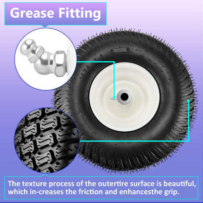 【Upgraded】15x6.00-6" Lawn Mower Tires with 3/4" Iron Bushing, 3" Offset Hub 4 Ply Heavy Duty Replacement for Craftsman Mower, Garden Lawn Tractors 2-Pack by Cenipar
