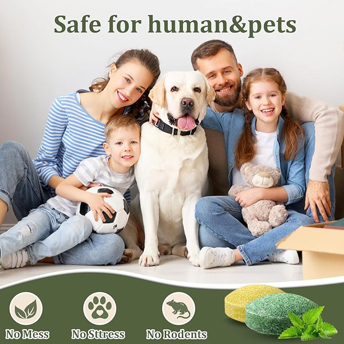 Mouse Repellent Outdoor, 10 Pack Peppermint Oil Mouse and Squirrel Deterrent for Indoor Attic Garage, Safe for Pets & Family, Natural Repellent to Keep Rodents Away from Garden and Home
