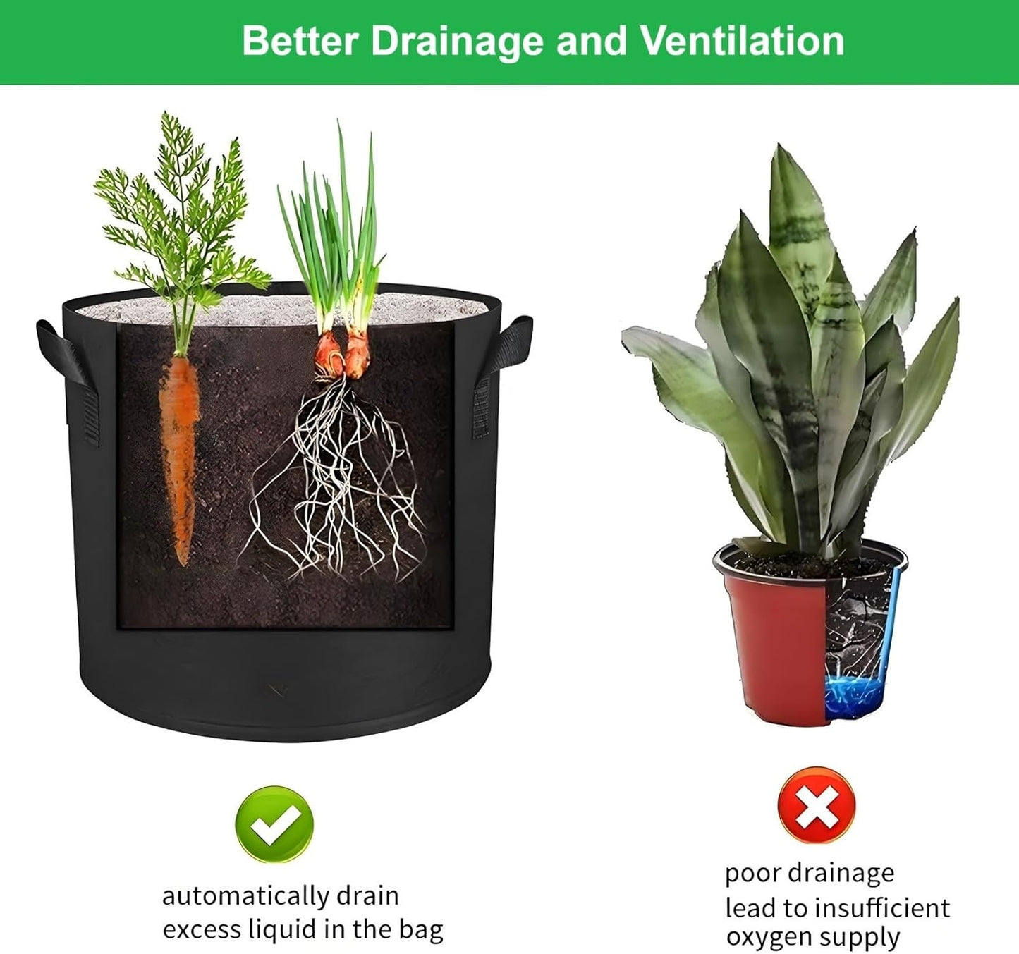 7-Gallon 10 Pack Grow Bags,Thickened Aeration Fabric Growing Pots Planters with Handles for Planting Vegetables Plants,Black