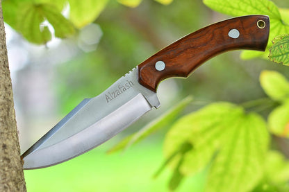 Bushcraft knife, Hunting Knife with Sheath, Belt Knife with Rosewood Handle, High Carbon Steel Blade Knife (Beast)