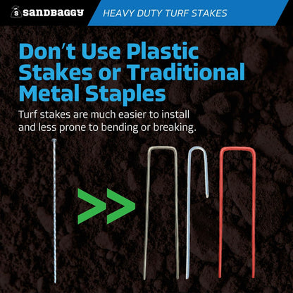 Sandbaggy 18" Heavy Duty Galvanized Artificial Turf Stakes - Spiral Landscape Nails - Ground Spikes/Pins, Synthetic Grass, Lawn, Edging, Weed Barrier Fabric (18 inch - Ultra Heavy Duty, 25, Count)