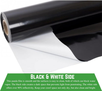 Farm Plastic Supply Crawl Space Vapor Barrier, 20 mil - Thick Plastic Sheeting, Drop Cloth Moisture Barrier for Crawl Space Encapsulation, Heavy Duty Polyethylene, Black & White Panda Film(18' x 100')