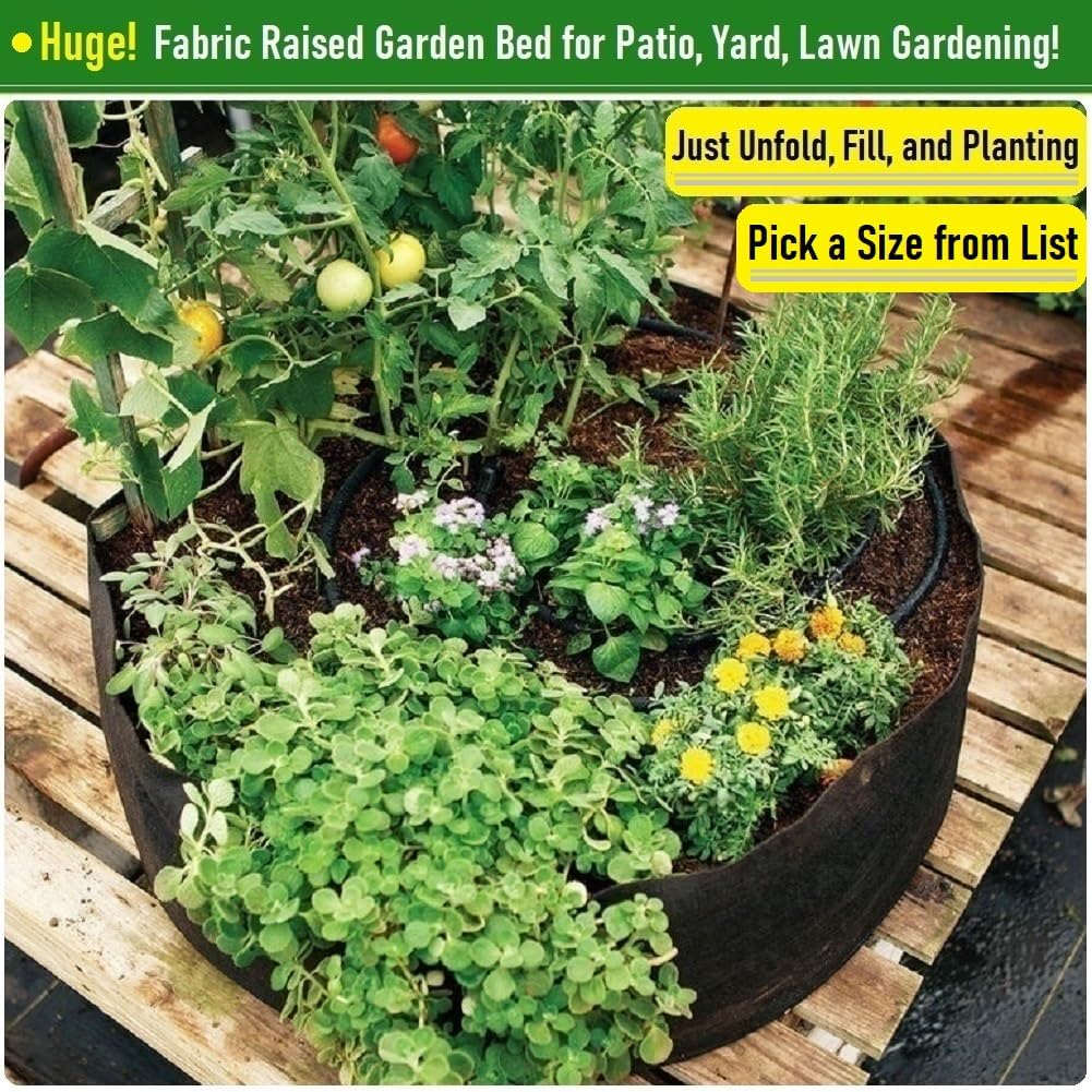 100 Gallon Large Raised Garden Bed Bag (40x20 inch) Big Garden Bag Sturdy Plant Grow Bag for Tomato,Potato Planter,Herb Veggies Planter Bag,Flower Bed,Yard Waste Bag,Lawn Debris Bag,Leaf Bag W/ Gloves