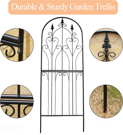 Trellis 70.9" H x 25.6" W Metal Premium Quality Material Rust-Resistant Climbing Frame for Vines Flowers Elegant Garden Roses Vine Ivy Clematis Trellises Black