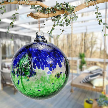 Kesywale 7 x 6 Inch Garden Hanging Gazing Ball Decorative Witch Ball Indoor Outdoor Ornament Home Décor (6", Blue-Green)