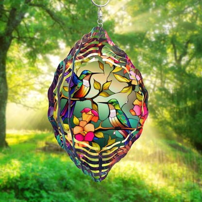 Hummingbird Wind Spinner,3D Frosted Wind Spinner Hanging for Yard and Garden Balcony10 Metal Hanging Hummingbird Wind Sculptures Made of Tough Steel Plate
