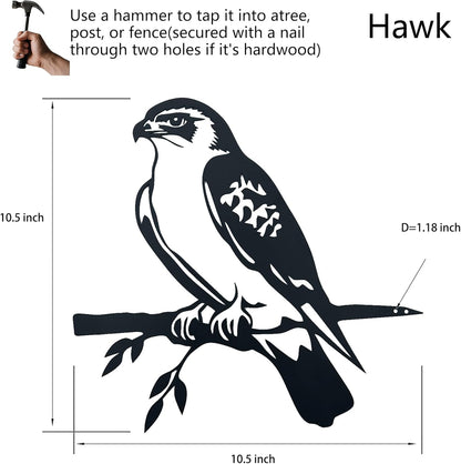 Metal Hawk Bird Decor, Outdoor Garden Statues & Patio Ornament for Outdoor Spaces, Yard Art, Tree Decoration, Memorial Gifts for Women