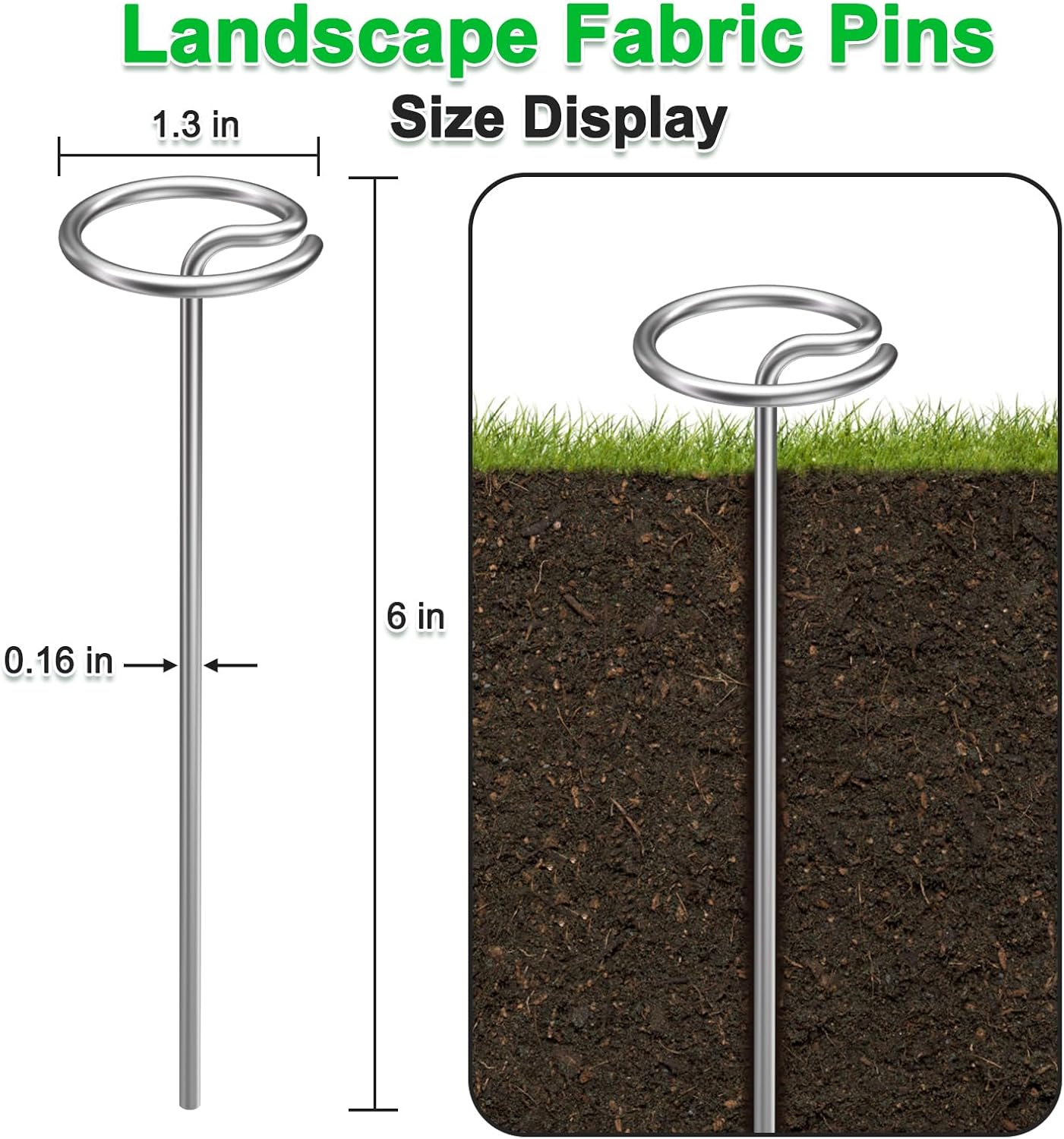 40 Pcs 6-Inch Heavy-Duty Galvanized Landscape Staples – Thickened 8 Gauge Circle Top Pins, Rust-Resistant for Weed Barrier, Landscape Fabric, and Garden Projects