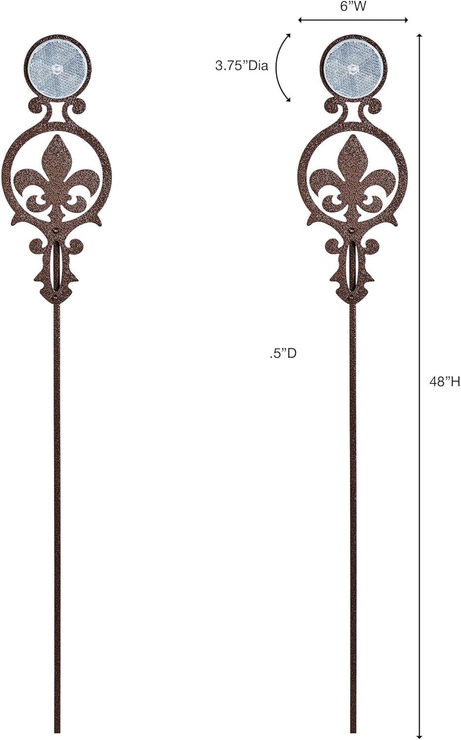 Touch of Class Pathways Reflective Driveway Marker Stake Set of Two for Outdoor Use | Fleur-de-Lis Emblem Design | Personalized Tall Reflector Set of 2 | Weathered Bronze Durable Finish