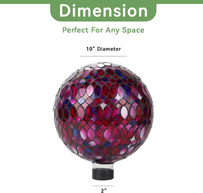 Lily's Home Colorful Mosaic Glass Gazing Ball, Designed with a Stunning Holographic Petal Mosaic Pattern to Bring Color to Any Home and Garden, Red, Blue & Purple (10 Inches Dia.)