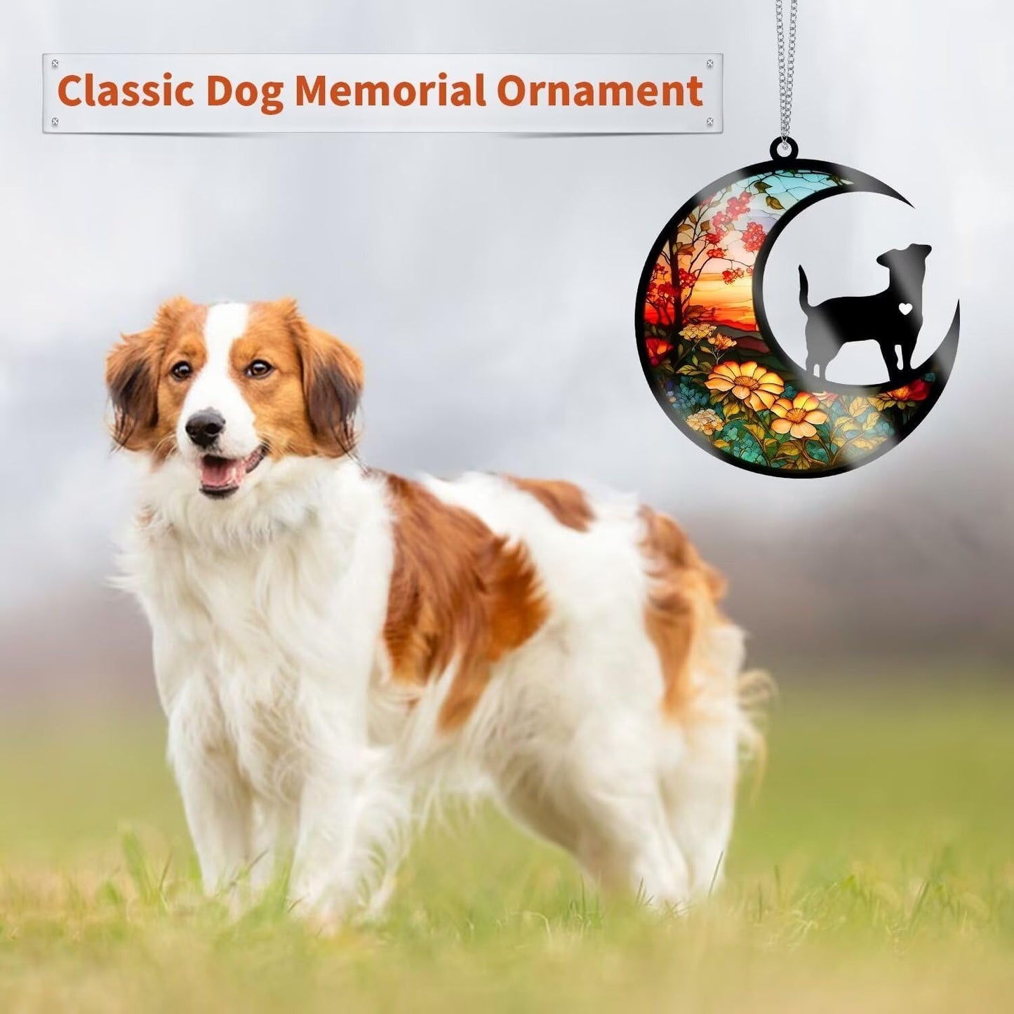 Dog Memorial Suncatcher for Loss of Dog, Personalized Pet Loss Sympathy Gift, Puppy Adult Pet Bereavement Souvenir, Jack Russell Terrier Owner Present (Classic, 6“)