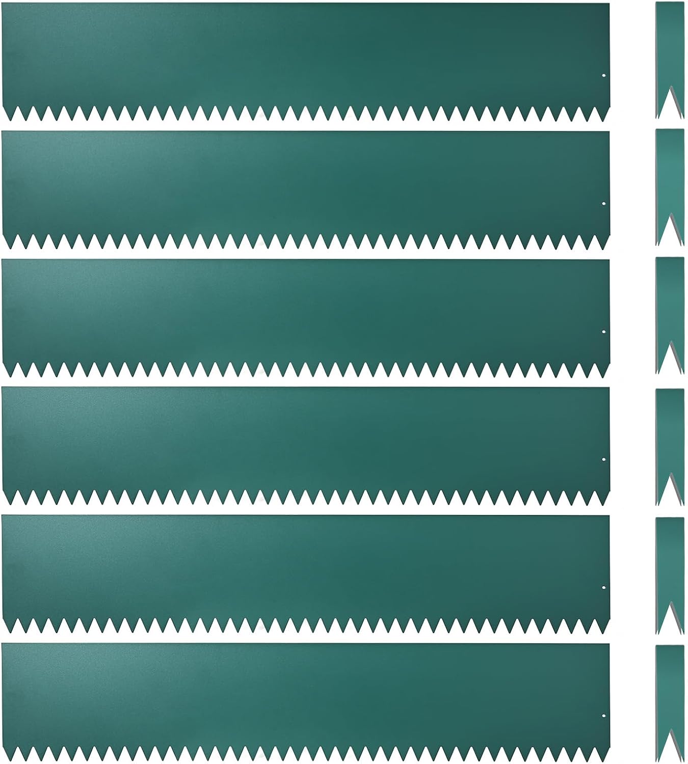 Landscape Edging Kit, Galvanized Steel Edging Landscape Lawn Edging Powder for Lawn Yard, Coated Bendable Metal Strips, No-Dig Hammer-in Edging Border w/Clips (8 INCH 6 PCS, Turquoise)