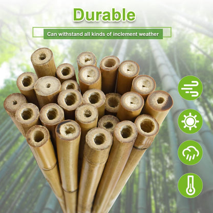 25pcs 7/20" D Thicker Heavy Duty Bamboo Stakes, 3FT Plant Stakes, Natural Garden Stakes for Tomato, Bean, Flowers,Trees Potted and Climbing Plant Support