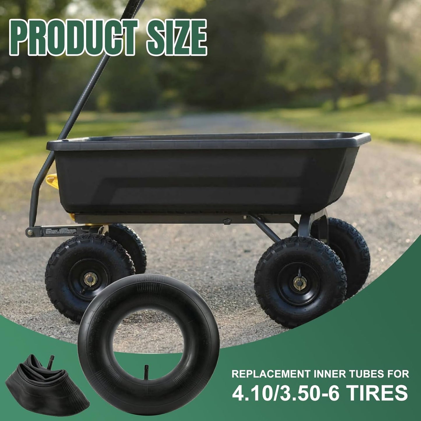 13x4.00-6 Inner Tube 4.10/3.50-6 Heavy Duty Replacement Tire Tubes with Straight Valve Stem for Wheelbarrows, Mowers, Hand Trucks - 2 Pack