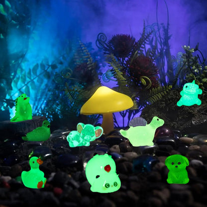 Luminous Mini Resin Animals 220 Pcs Glow in Dark to Hide Tiny Resin Animals Figurines Mini Ducks Mushroom Dinosaurs for DIY Garden Miniatures Fairy Garden Accessories