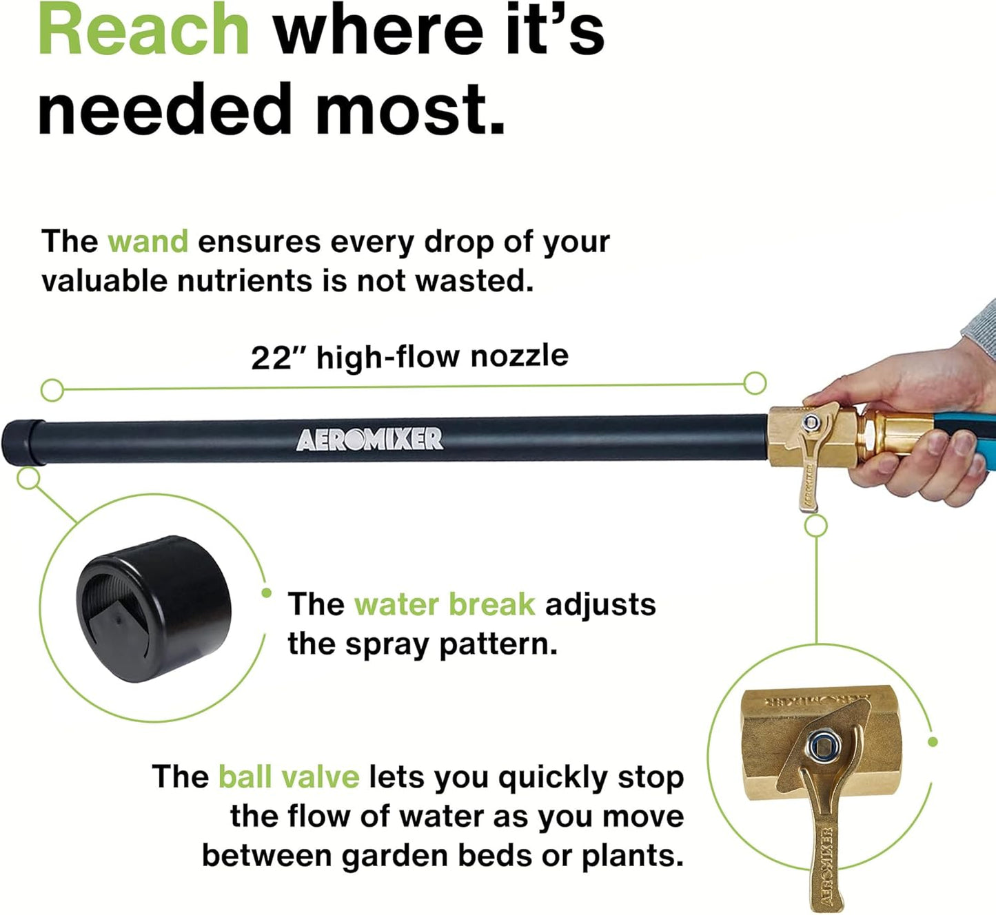 Aeromixer THE HOSE: All-In-One Watering Kit - Heavy Duty 1" 100 Ft Garden Hose, Kinkless Garden Hoses, Commercial Grade Water Hoses, 650 PSI High-Pressure Watering Tool for Farming and Gardening