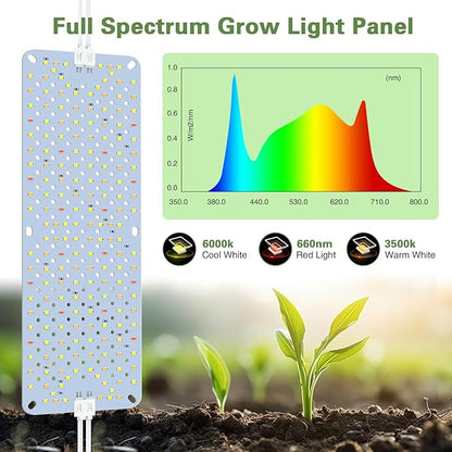 100W Ultra-Thin Panel Full Spectrum Grow Lights, 1536 LEDs Growing Light for Indoor Plants with Daisy Chain Function, Grow Lights for Seed Starting with 4/8/12H Auto On/Off Timer (8pcs)