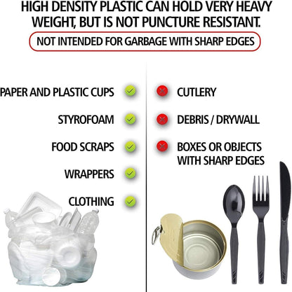 Aluf Plastics High Density Trash Bags, 12-16 Gallon, 500 Count, 16 Micron (eq), 24" x 33", Clear, For Bathroom, Office, Industrial, Commercial, Janitorial, Municipal, & Recycling