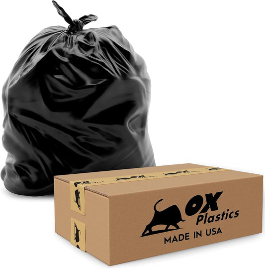 55 Gallon Trash Bags Heavy Duty – Large Black Contractor Bags 36x52" – Industrial, Yard Waste, Lawn