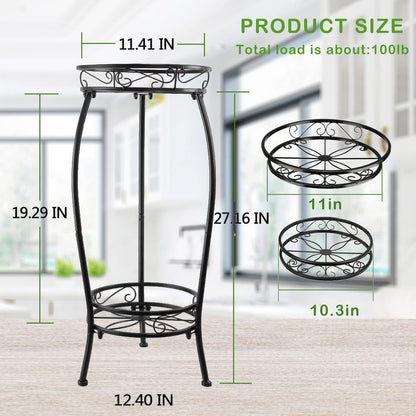 MOCORY Plant Stand Indoor Outdoor 2 Tier 25" Tall Metal Potted Holder Flower Pot Stand Heavy Duty