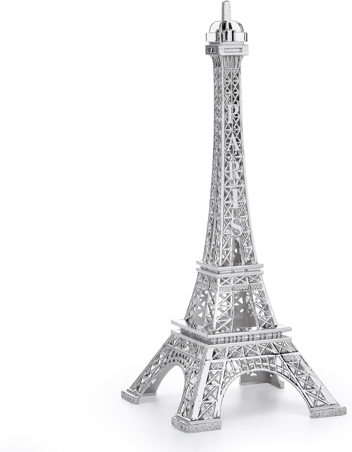 ESHATO Silver Metal Eiffel Tower Statue, 7inch Decorative Figurine Replica Stand Holder for Cake Topper Table Decor Gift Party Home Decoration