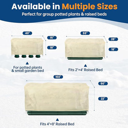 Plant Covers Freeze Protection, 2 Pack Garden Covers for Potted Plants, Frost Cloths for Outdoor Plants, Winter Protection for Vegetables & Flowers (40"×15"×18")